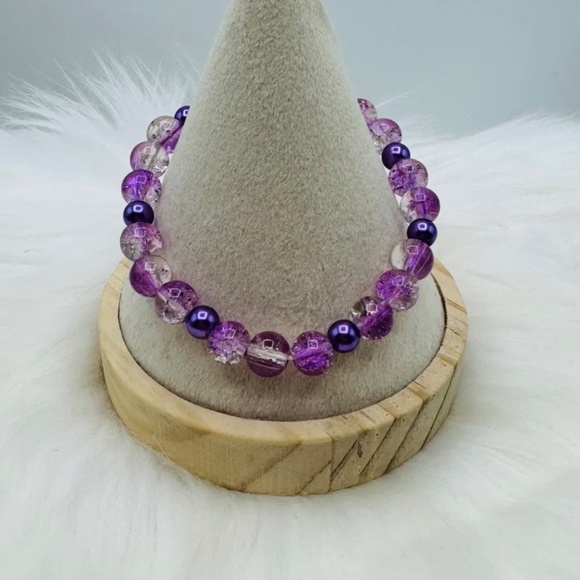 Gradient Glass Beaded Bracelet Style A Purple - Picture 2 of 6